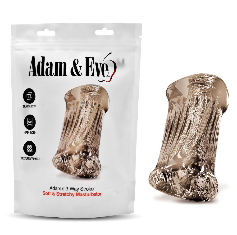 Buy Adam & Eve Adam's 3 - Way Stroker - Clear Triple Hole Stroker – Naughtyhut NZ sex toys online. Discreet delivery & top brands.