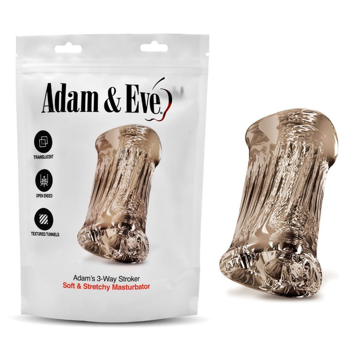 Adam & Eve Adam's 3 - Way Stroker - Clear Triple Hole Stroker – Sex toys NZ by Naughtyhut. Discreet delivery nationwide.