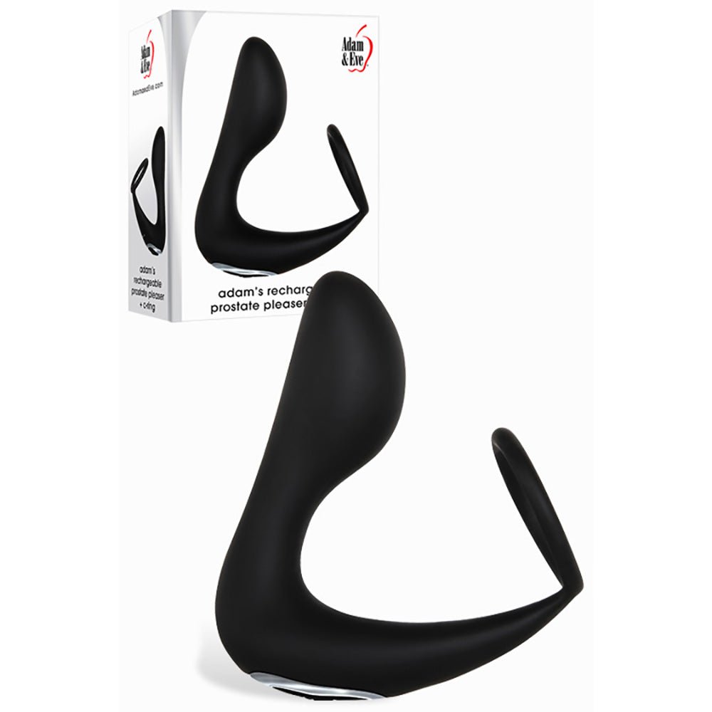 Buy Adam & Eve Adam's Rechargeable Prostate Pleaser & C - Ring - Black USB Rechargeable Anal Plug with Cock Ring – Naughtyhut NZ sex toys online. Discreet delivery & top brands.