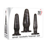 Buy Adam & Eve ANAL ROCKETS TRAINER SET - Black Butt Plugs - Set of 3 Sizes – Naughtyhut NZ sex toys online. Discreet delivery & top brands.