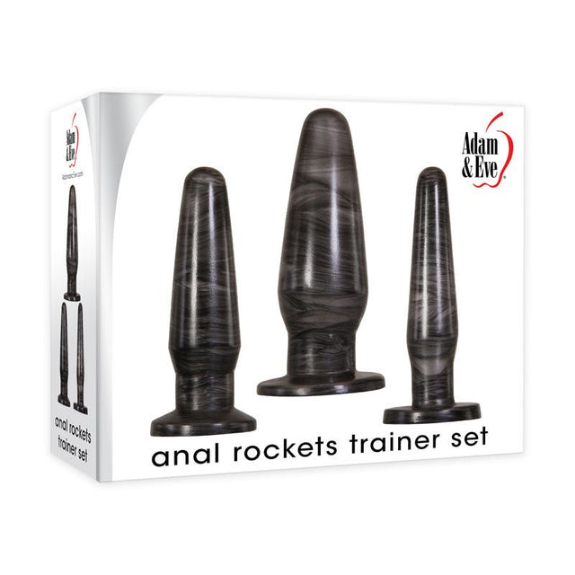 Buy Adam & Eve ANAL ROCKETS TRAINER SET - Black Butt Plugs - Set of 3 Sizes – Naughtyhut NZ sex toys online. Discreet delivery & top brands.