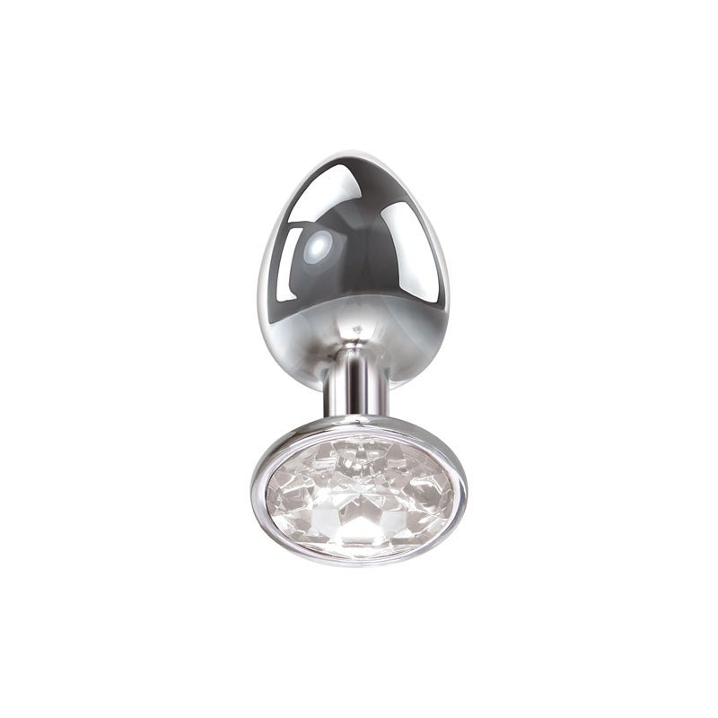 Buy Adam & Eve Clear Gem Anal Plug - Large - Metallic 9.5 cm Large Butt Plug with Clear Gem Base – Naughtyhut NZ sex toys online. Discreet delivery & top brands.