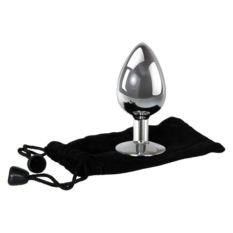 Clear Gem large plug in Chrome with its black velvet storage pouch
