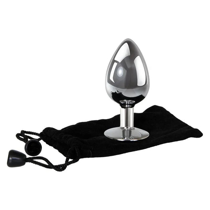 Clear Gem large plug in Chrome with its black velvet storage pouch