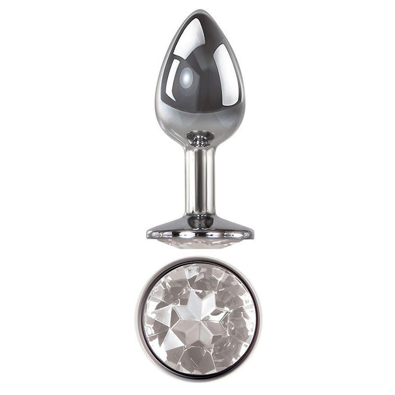 Buy Adam & Eve Clear Gem Anal Plug - Medium - Metallic 8.2 cm Medium Butt Plug with Clear Gem Base – Naughtyhut NZ sex toys online. Discreet delivery & top brands.