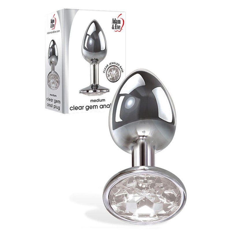 Buy Adam & Eve Clear Gem Anal Plug - Medium - Metallic 8.2 cm Medium Butt Plug with Clear Gem Base – Naughtyhut NZ sex toys online. Discreet delivery & top brands.