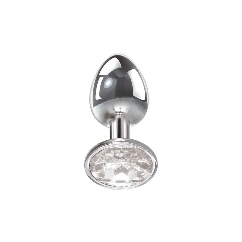 Clear Gem small plug in Chrome lying down, gem base facing forward