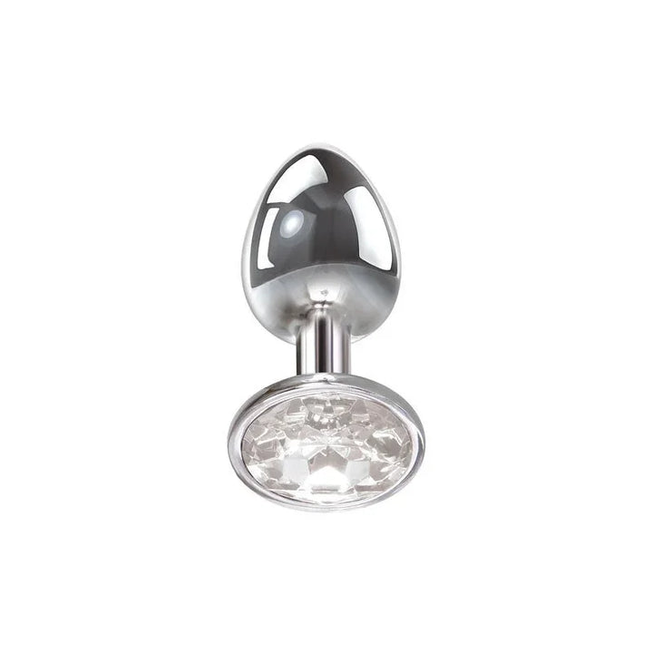 Clear Gem small plug in Chrome lying down, gem base facing forward