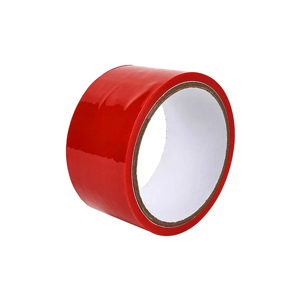 Couples Foreplay Game Set red tape roll angled to show the white core