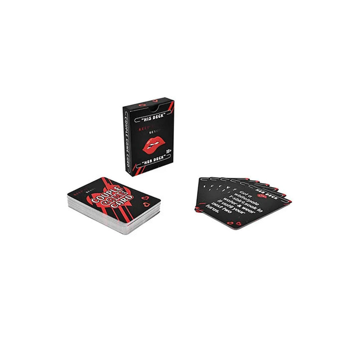 Couples Foreplay Game Set card decks with prompt cards fanned out