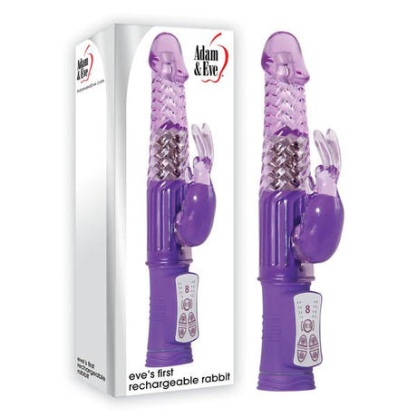 Buy Adam & Eve Eve's First Rechargeable Rabbit - Purple 22.9 cm (9'') USB Rechargeable Rabbit Vibrator – Naughtyhut NZ sex toys online. Discreet delivery & top brands.