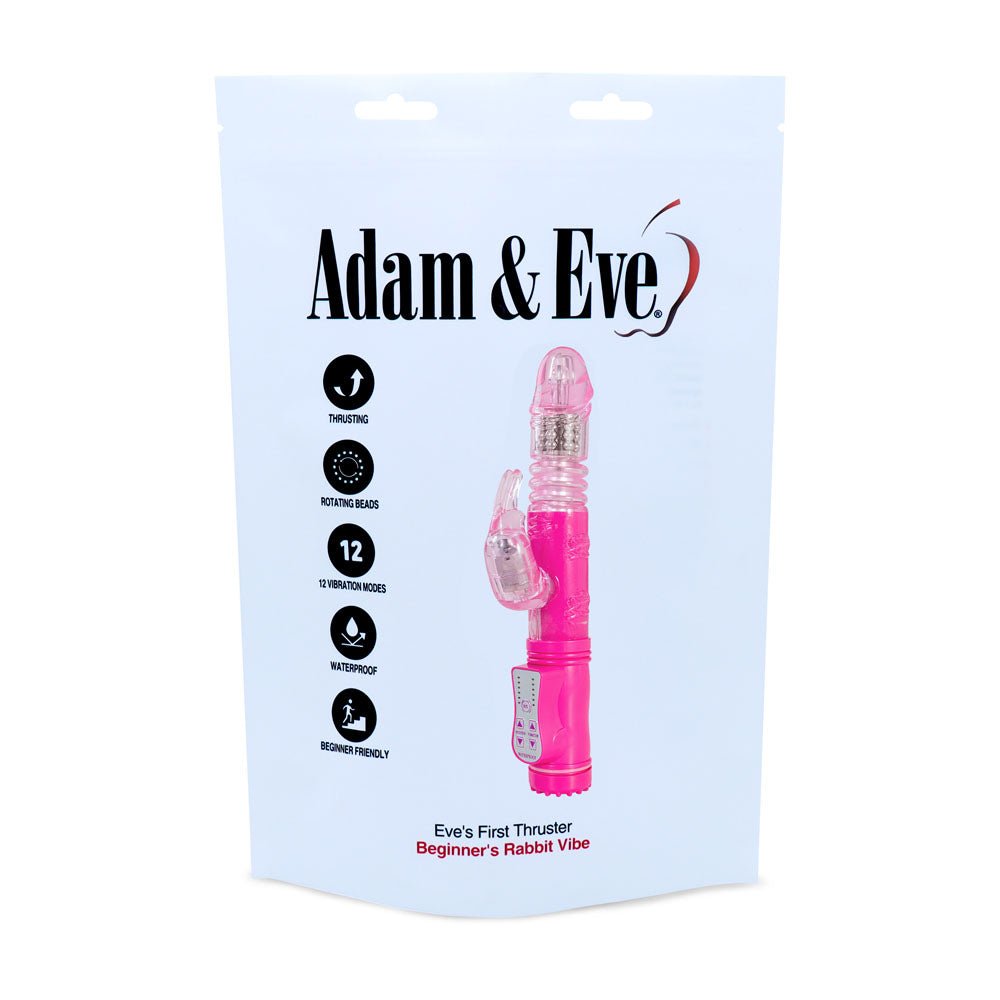 Buy Adam & Eve Eve's First Thruster - Pink 24.75 cm (9.75'') Thrusting Rabbit Vibrator – Naughtyhut NZ sex toys online. Discreet delivery & top brands.