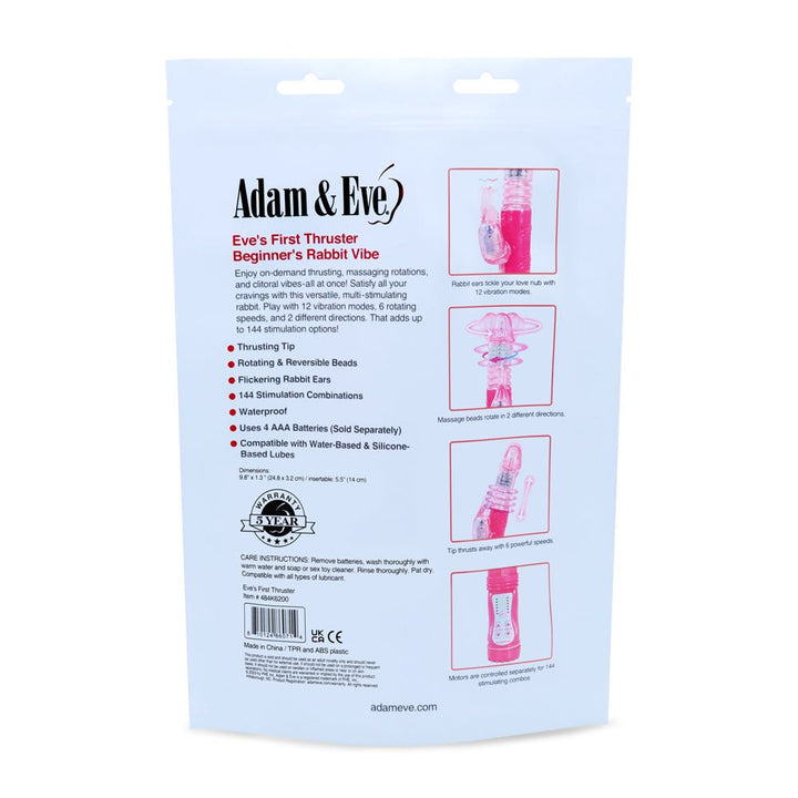 Buy Adam & Eve Eve's First Thruster - Pink 24.75 cm (9.75'') Thrusting Rabbit Vibrator – Naughtyhut NZ sex toys online. Discreet delivery & top brands.