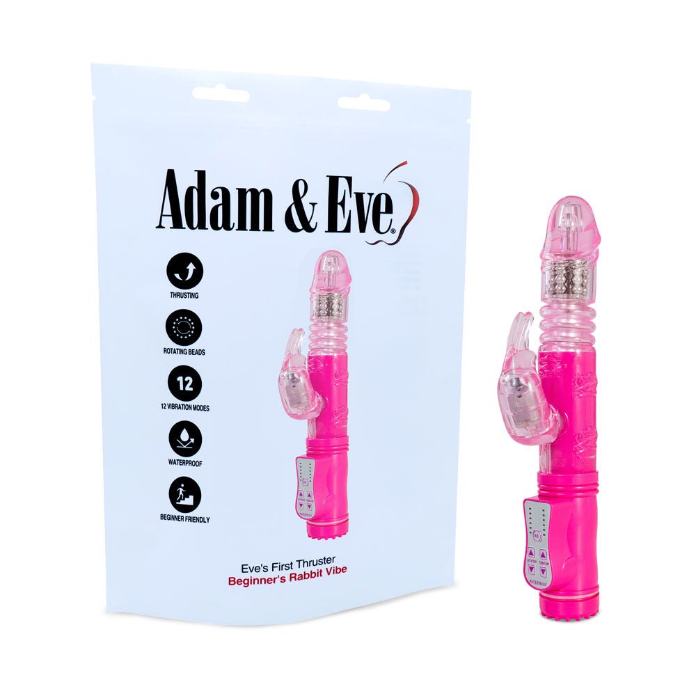 Buy Adam & Eve Eve's First Thruster - Pink 24.75 cm (9.75'') Thrusting Rabbit Vibrator – Naughtyhut NZ sex toys online. Discreet delivery & top brands.