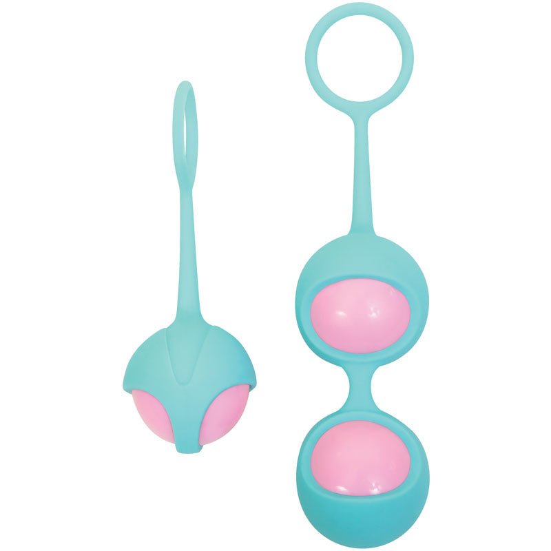 Adam & Eve Eve's Kegel Training Set - Teal/Pink Kegel Trainers - Set of 2 – Sex toys NZ by Naughtyhut. Discreet delivery nationwide.