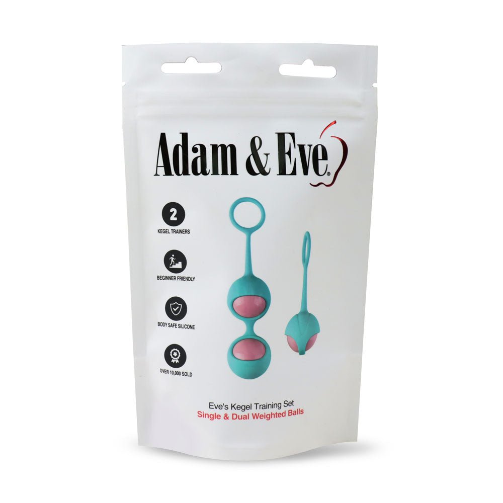 Adam & Eve Eve's Kegel Training Set - Teal/Pink Kegel Trainers - Set of 2 – Sex toys NZ by Naughtyhut. Discreet delivery nationwide.
