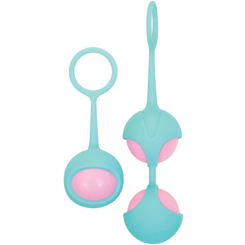 Buy Adam & Eve Eve's Kegel Training Set - Teal/Pink Kegel Trainers - Set of 2 – Naughtyhut NZ sex toys online. Discreet delivery & top brands.