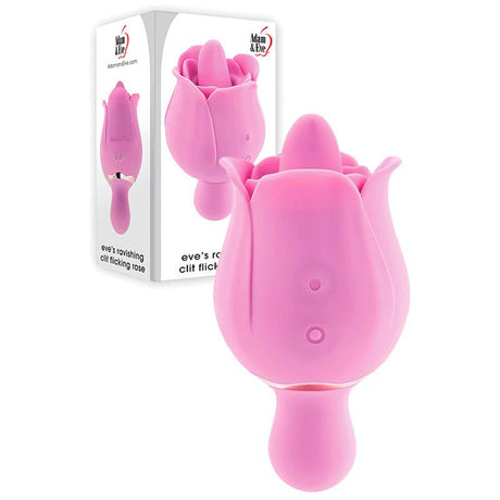 Buy Adam & Eve EVES RAVISHING CLIT FLICKING ROSE - Pink USB Rechargeable Rose Flicking Stimulator – Naughtyhut NZ sex toys online. Discreet delivery & top brands.