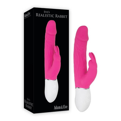 Buy Adam & Eve Eve's Realistic Rabbit - Pink 21.6 cm USB Rechargeable Rabbit Vibrator – Naughtyhut NZ sex toys online. Discreet delivery & top brands.