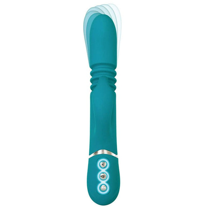 Adam & Eve Eve's Rechargeable Thrusting Rabbit - Green 22.9 cm (9'') USB Rechargeable Thrusting Rabbit Vibrator – Sex toys NZ by Naughtyhut. Discreet delivery nationwide.