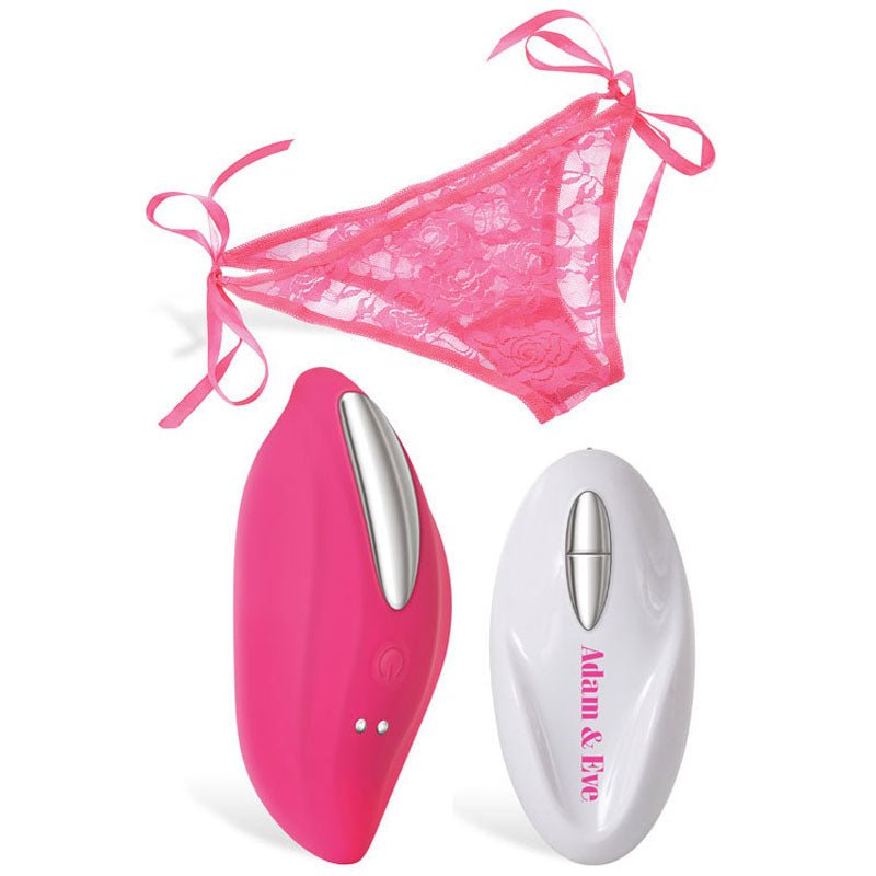 Buy Adam & Eve Eve's Rechargeable Vibrating Panty With Remote - Pink Vibrating Panty with Remote Control – Naughtyhut NZ sex toys online. Discreet delivery & top brands.
