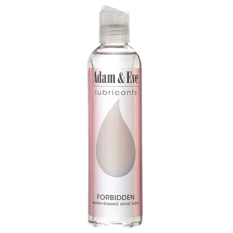 Forbidden water-based anal lube, 118 ml clear bottle with teardrop label