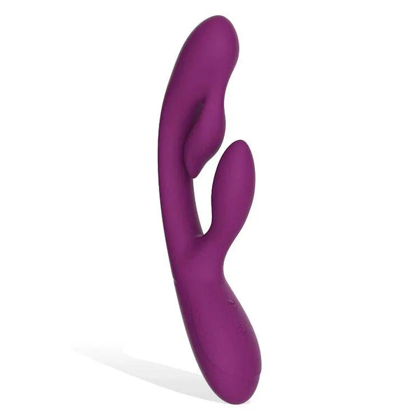 G-Vibe+ triple stimulation vibrator in Purple, hooked dual arms on white