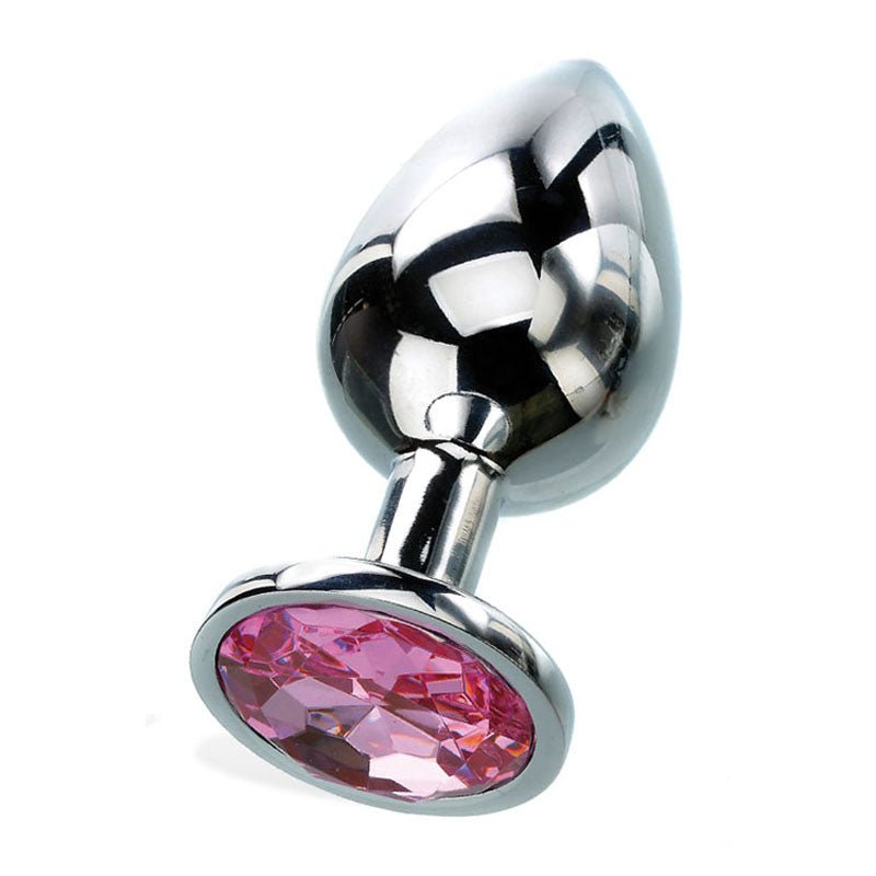 Adam & Eve Pink Gem Anal Plug - Medium - Silver Medium 8.2 cm Metal Butt Plug with Pink Gem – Sex toys NZ by Naughtyhut. Discreet delivery nationwide.