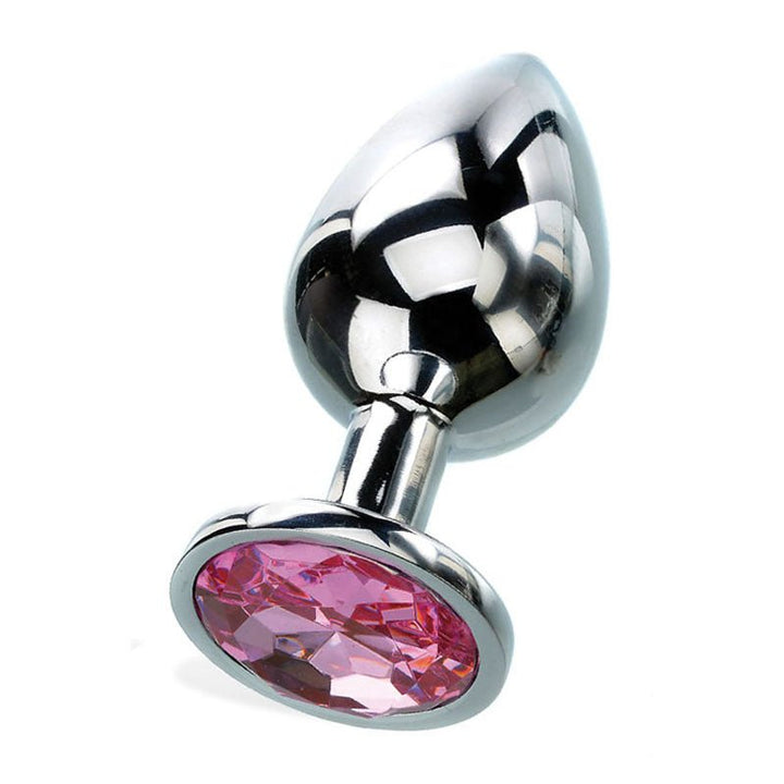 Adam & Eve Pink Gem Anal Plug - Medium - Silver Medium 8.2 cm Metal Butt Plug with Pink Gem – Sex toys NZ by Naughtyhut. Discreet delivery nationwide.