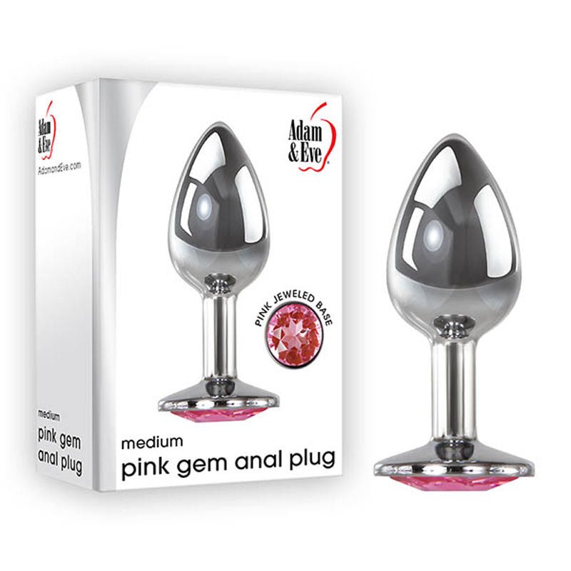 Adam & Eve Pink Gem Anal Plug - Medium - Silver Medium 8.2 cm Metal Butt Plug with Pink Gem – Sex toys NZ by Naughtyhut. Discreet delivery nationwide.