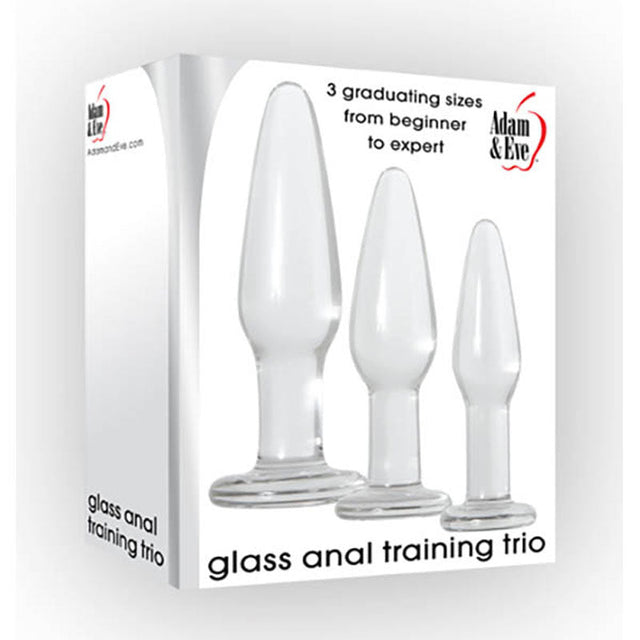 Buy Adam & Eve Glass Anal Training Trio - Clear Glass Butt Plugs - Set of 3 Sizes – Naughtyhut NZ sex toys online. Discreet delivery & top brands.