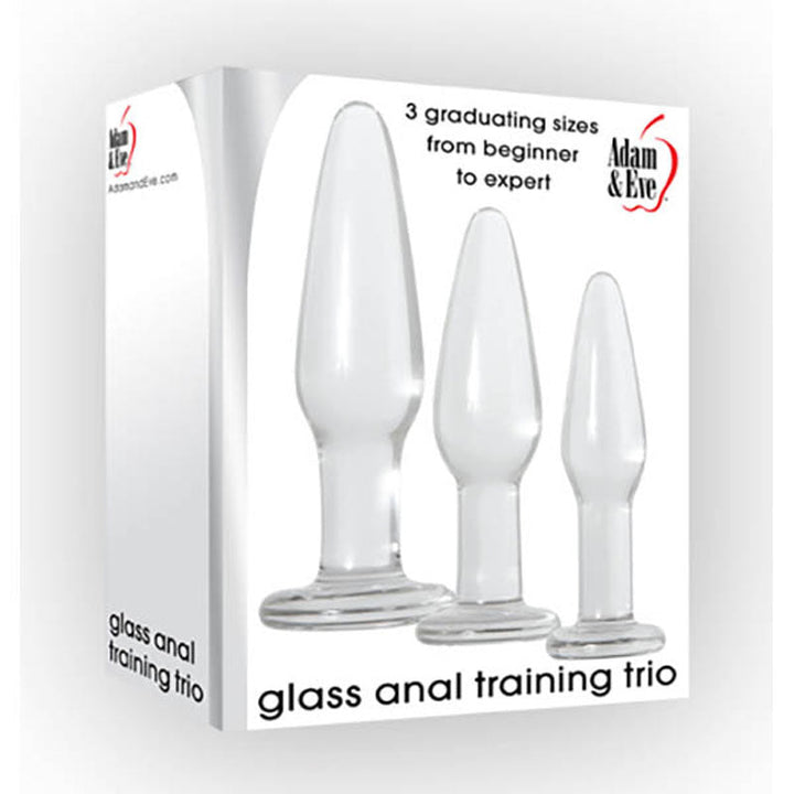 Adam & Eve Glass Anal Training Trio - Clear Glass Butt Plugs - Set of 3 Sizes – Sex toys NZ by Naughtyhut. Discreet delivery nationwide.