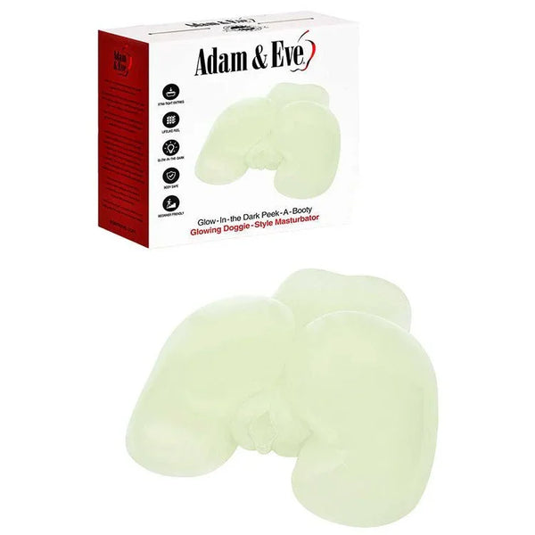 Peek-A-Booty glow-in-the-dark mini masturbator, pale green mould below its box
