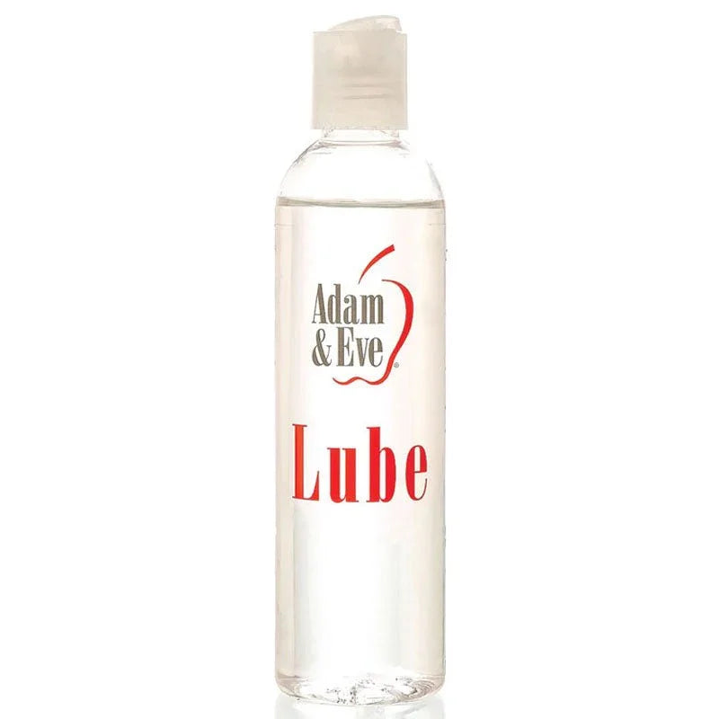 Adam & Eve water-based lube, 237 ml clear bottle with red logo label