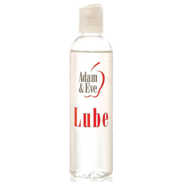 Adam & Eve water-based lube, 237 ml clear bottle with red logo label