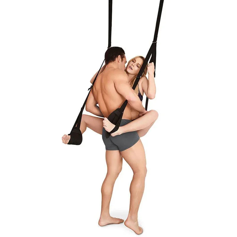 Naughty Couples door swing lifestyle shot, couple using the swing