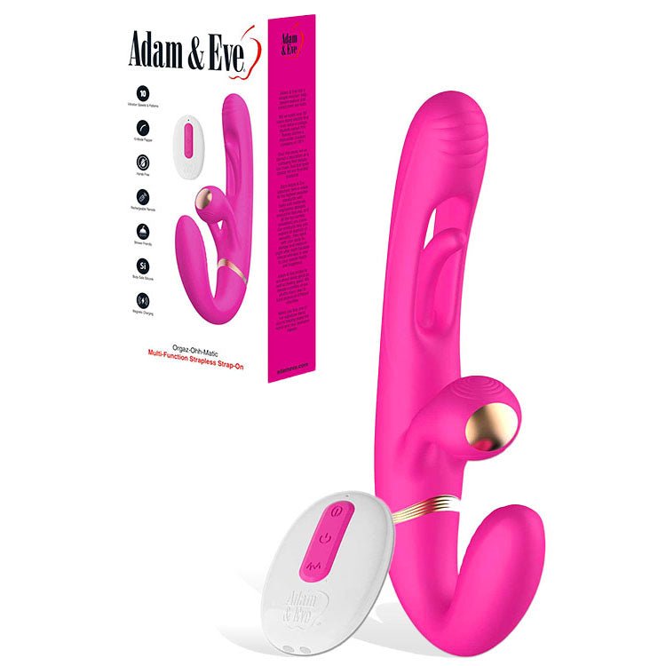 Buy Adam & Eve ORGAZ - OHH - MATIC - Pink 23.5 cm USB Rechargeable Strapless Strap - On with Remote – Naughtyhut NZ sex toys online. Discreet delivery & top brands.