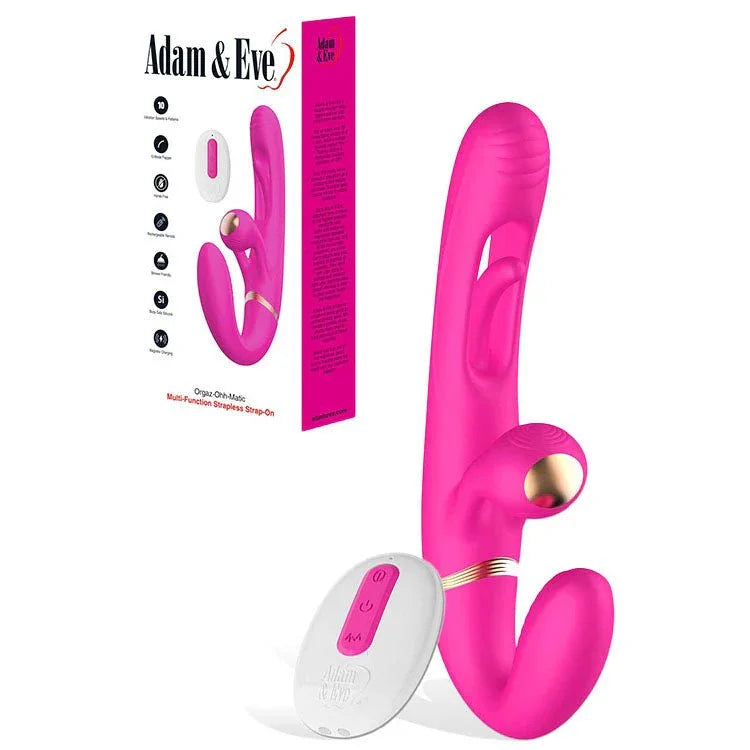 Adam & Eve Orgaz-Ohh-Matic Strapless Strap-On NZ Pink with Remote Adam & Eve Orgaz-Ohh-Matic Strapless Strap-On NZ Pink with Remote