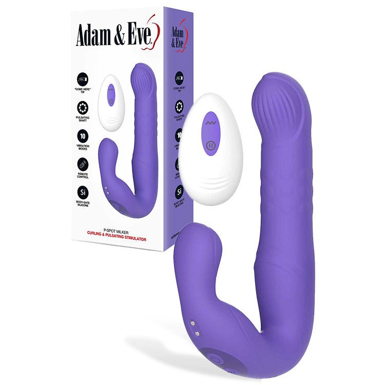 Adam & Eve P - SPOT MILKER - Purple USB Rechargeable Curling & Pulsating Prostate Massager – Sex toys NZ by Naughtyhut. Discreet delivery nationwide.