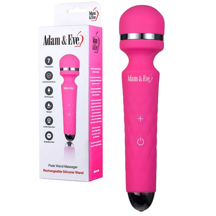 Adam & Eve Peak Wand Massager - 19.1 cm USB Rechargeable Massager Wand – Sex toys NZ by Naughtyhut. Discreet delivery nationwide.