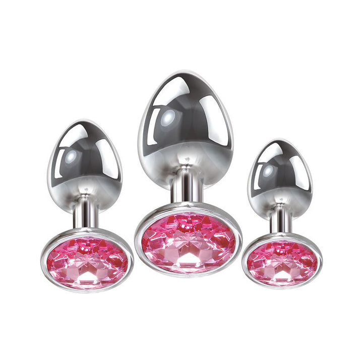Adam & Eve Pink Gem Anal Plug Set - Metallic Butt Plugs with Gems - Set of 3 Sizes – Sex toys NZ by Naughtyhut. Discreet delivery nationwide.