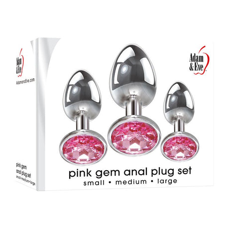 Buy Adam & Eve Pink Gem Anal Plug Set - Metallic Butt Plugs with Gems - Set of 3 Sizes – Naughtyhut NZ sex toys online. Discreet delivery & top brands.