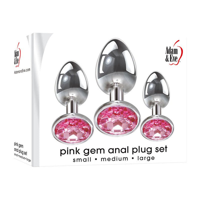 Buy Adam & Eve Pink Gem Anal Plug Set - Metallic Butt Plugs with Gems - Set of 3 Sizes – Naughtyhut NZ sex toys online. Discreet delivery & top brands.