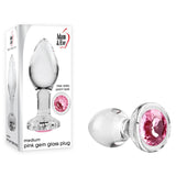 Buy Adam & Eve PINK GEM GLASS PLUG MEDIUM - Clear Glass 8.7 cm Butt Plug with Pink Gem Base – Naughtyhut NZ sex toys online. Discreet delivery & top brands.