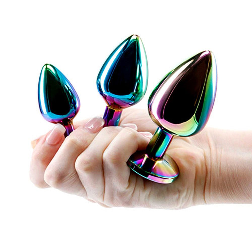 Buy Adam & Eve RAINBOW HEART GEM ANAL TRAINING SET - Multicoloured Metal Anal Plugs with Gem Bases - Set of 3 Sizes – Naughtyhut NZ sex toys online. Discreet delivery & top brands.
