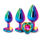 Buy Adam & Eve RAINBOW HEART GEM ANAL TRAINING SET - Multicoloured Metal Anal Plugs with Gem Bases - Set of 3 Sizes – Naughtyhut NZ sex toys online. Discreet delivery & top brands.