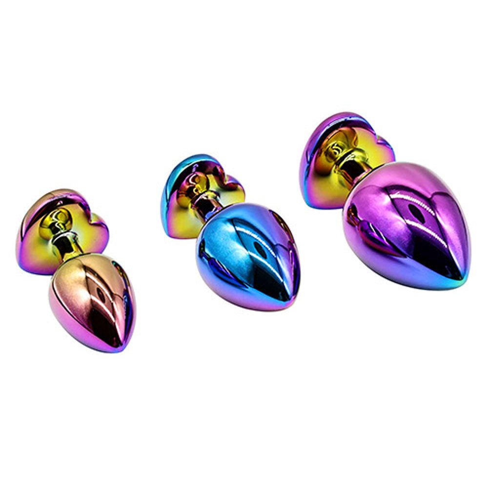 Buy Adam & Eve RAINBOW HEART GEM ANAL TRAINING SET - Multicoloured Metal Anal Plugs with Gem Bases - Set of 3 Sizes – Naughtyhut NZ sex toys online. Discreet delivery & top brands.