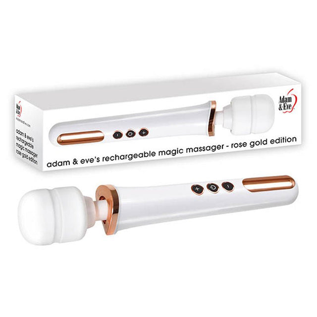 Buy Adam & Eve Rechargeable Magic Massager - Rose Gold/White 33 cm USB Rechargeable Massager Wand – Naughtyhut NZ sex toys online. Discreet delivery & top brands.