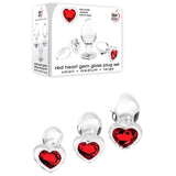 Buy Adam & Eve RED HEART GEM GLASS PLUG SET - Clear Glass Butt Plugs - Set of 3 Sizes – Naughtyhut NZ sex toys online. Discreet delivery & top brands.