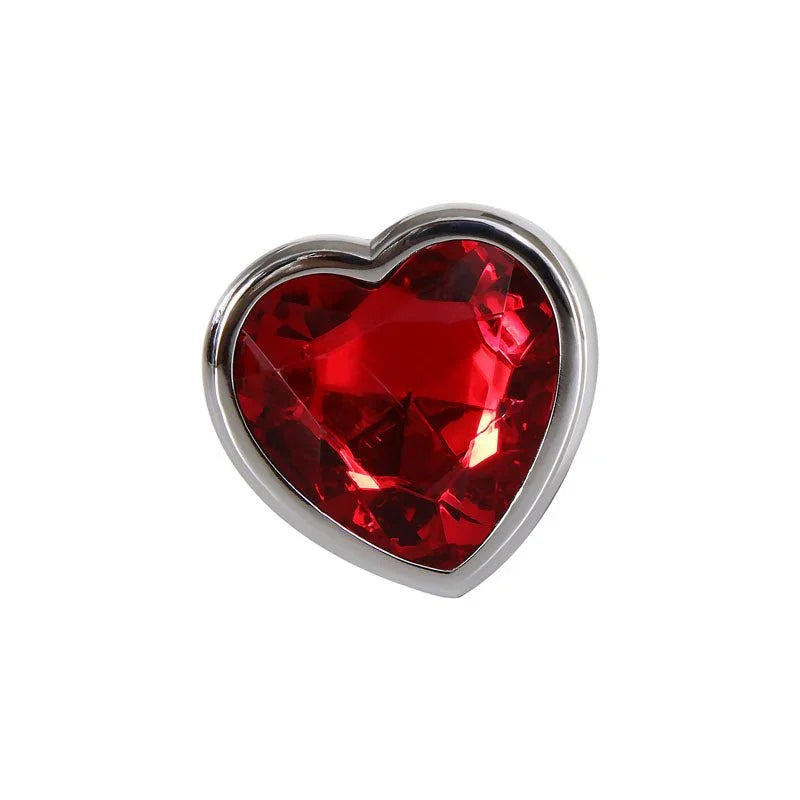 Red Heart Gem plug base angled, faceted red heart crystal in steel